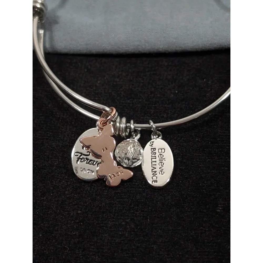 Believe by Brilliance Friends Forever Butterfly‎ Charm Bangle Bracelet 7 inch